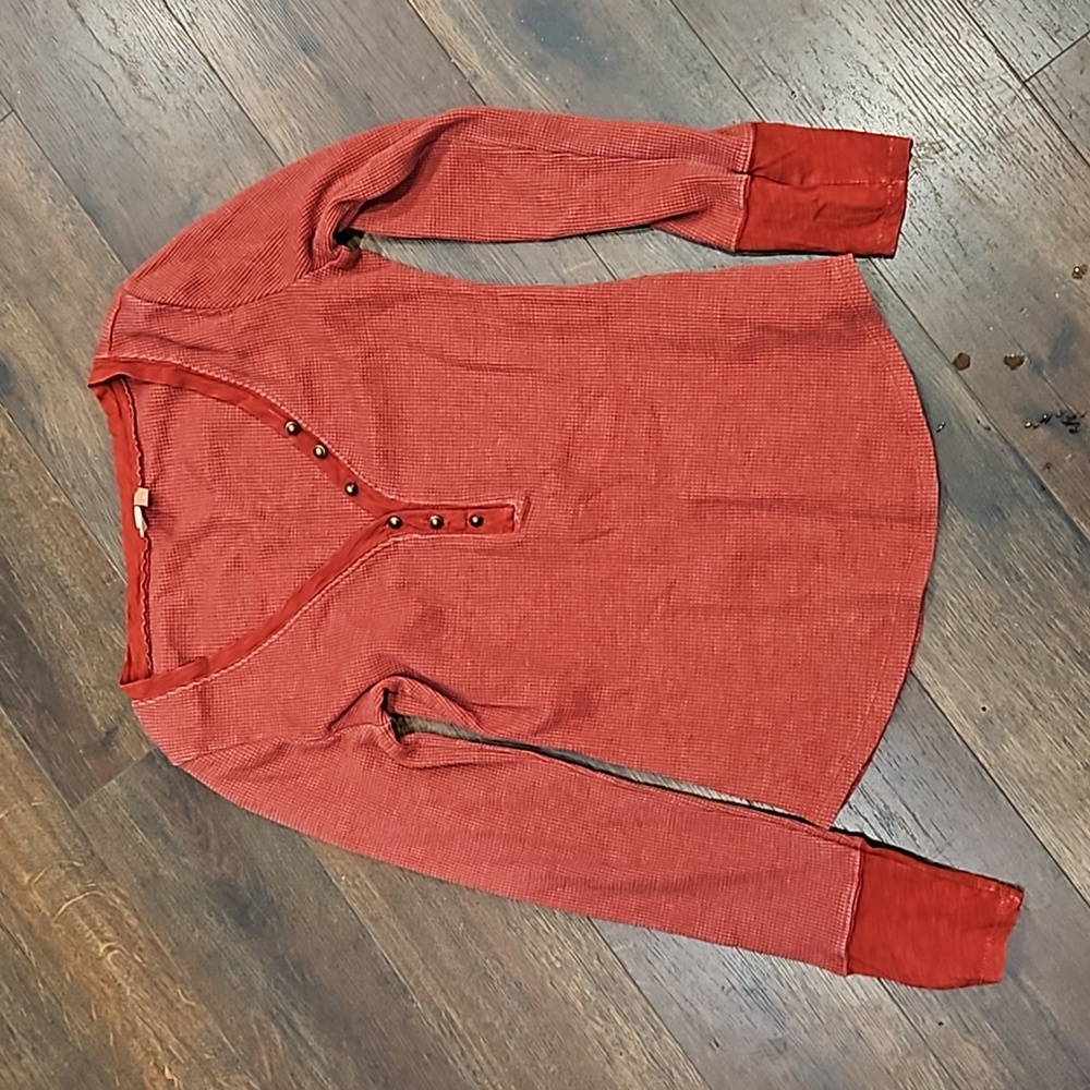 PILCRO Henley Top Small maroon Anthropologie S RARE!